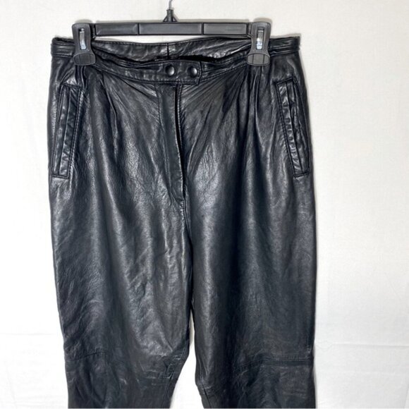 Vintage Jez Creations Montreal Black Leather High Rise Relaxed Leather Pants 8 - Picture 13 of 15